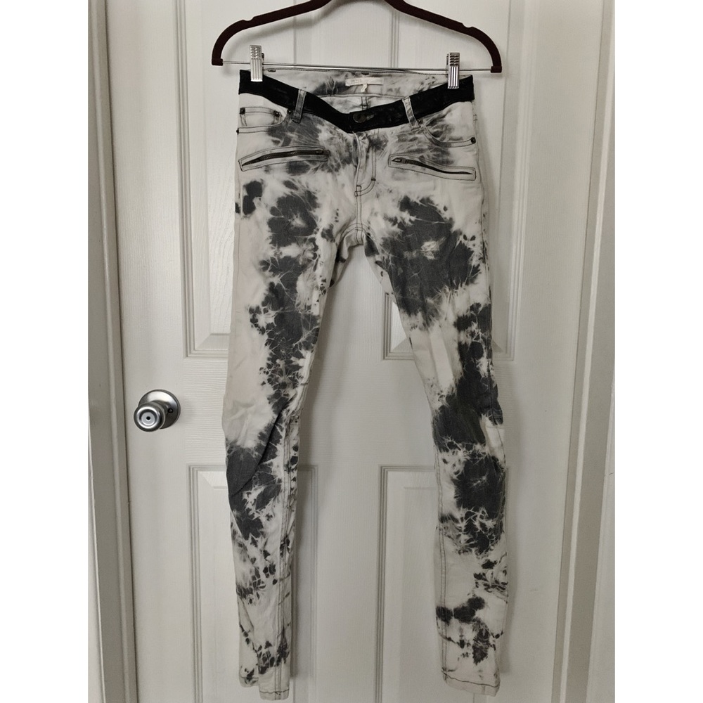 Maje gray and white tie dye jeans